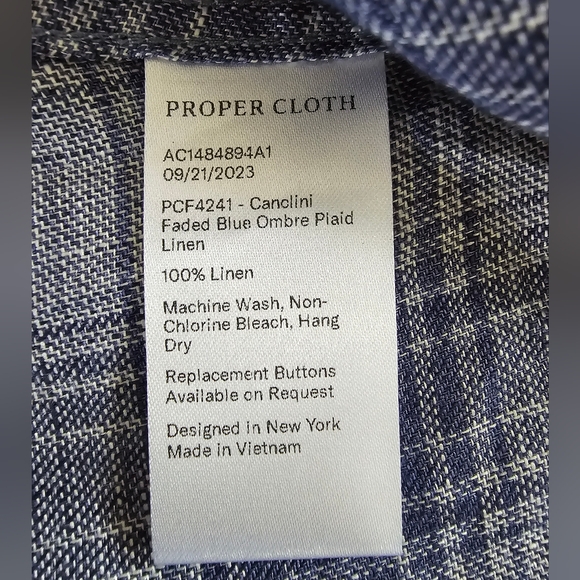 Proper Cloth Positano Faded Blue Ombre Plaid Linen Shirt - Picture 10 of 11